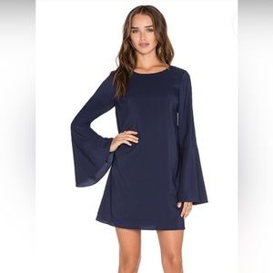 Likely Revolve Perry Dress Navy Blue Bell Sleeve